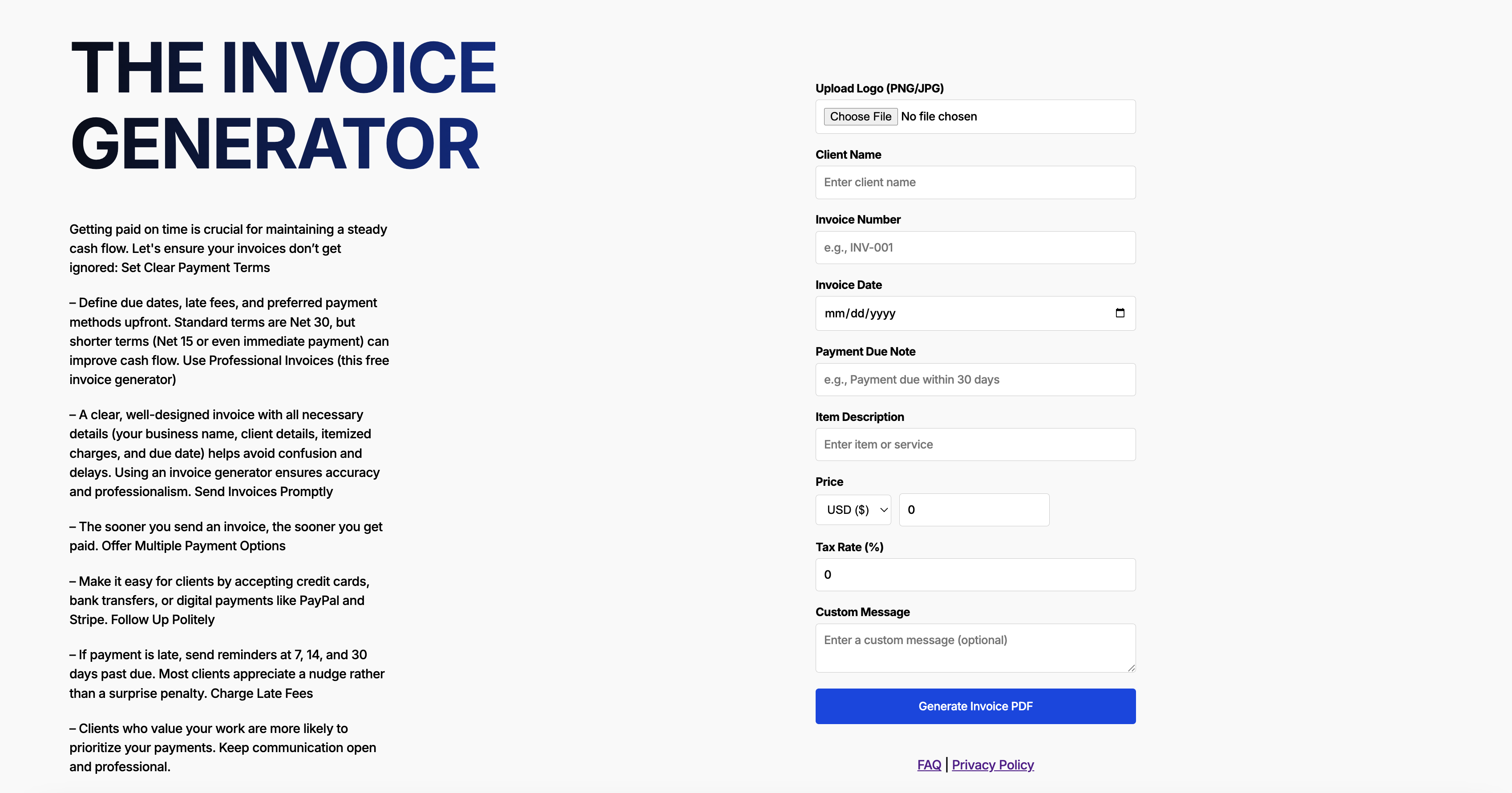 The Free Invoice Screenshot